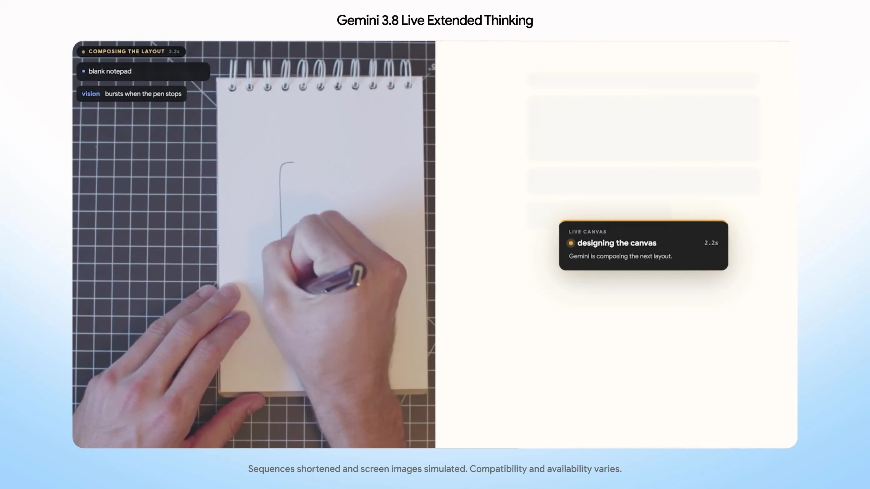 Кадр из официальной демонстрации Gemini Extended Thinking с рабочим интерфейсом