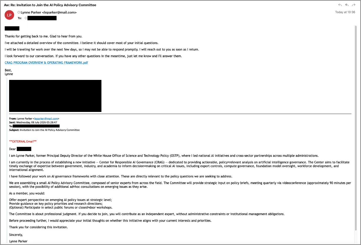 Фишинг под видом обсуждения ИИ-политики: как TA419 охотилась за доступом к Microsoft 365